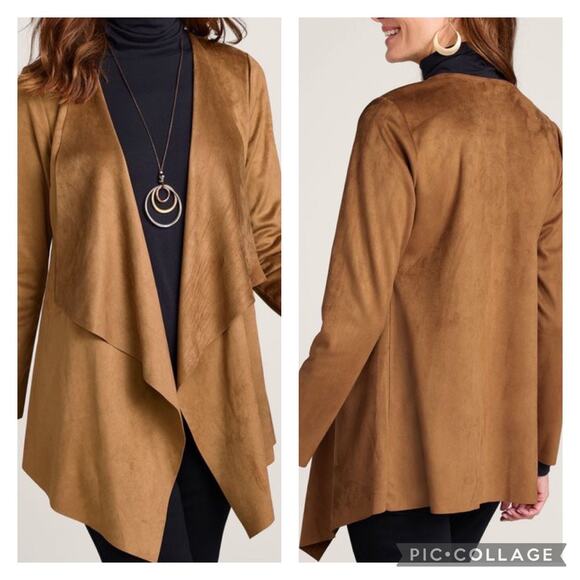 Soft Surroundings Jackets & Blazers - Soft Surroundings Ultra Soft Faux Suede Topper Jacket Draped Front Size XL